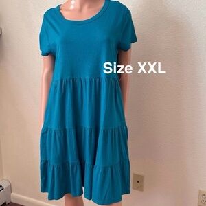 TimeTime and Tru Women's and Women's Plus Tiered Cotton Mini Dress, Size XXL